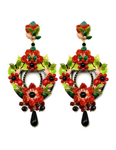 PENDIENTES LARGOS ESPECTACULARES DISEÑO VERDE Y CORAL