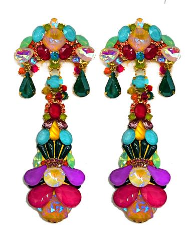 PENDIENTES LARGOS ALTA BISUTERIA EXQUISITO DISEÑO MULTICOLOR