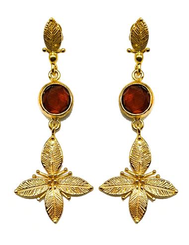 PENDIENTES LARGOS DORADOS CON CRISTAL MORADO PARA LOOKS DE FIESTA