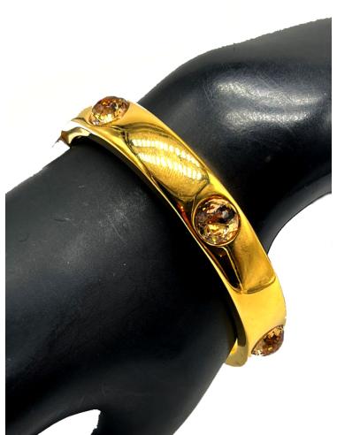 BRAZALETES DORADOS CHAPADOS EN ORO CON CRISTAL TOPAZ