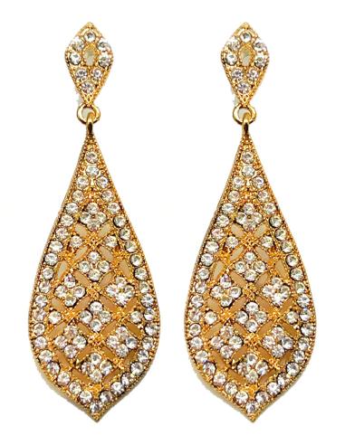 PENDIENTES LARGOS DORADOS DE FIESTA CON DISEÑO VINTAGE