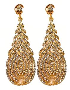 PENDIENTES DE FIESTA CON CRISTAL BRILLO Y DISEÑO VINTAGE