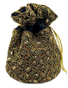 BOLSOS LIMOSNERA NEGROS CON BORADOS DORADOS