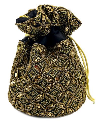 BOLSOS LIMOSNERA NEGROS CON BORADOS DORADOS