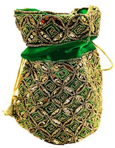 BOLSOS LIMOSNERA VERDES CON BORADOS EN DORADO
