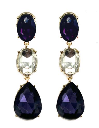 PENDIENTES LARGOS DE FIESTA EN CRISTAL MORADO Y BRILLO
