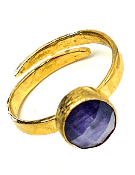 ANILLO FINO AJUSTABLE MORADO DORADO BAÑADO EN ORO