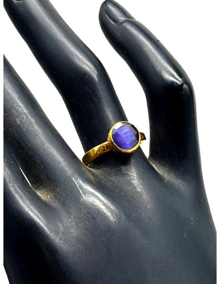 ANILLO FINO AJUSTABLE MORADO DORADO BAÑADO EN ORO