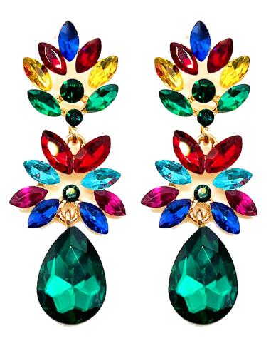 PENDIENTES DE FIESTA CON CRISTAL MULTICOLOR EXTRA BRILLO