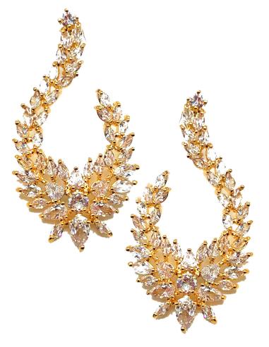 PENDIENTES PARA BODA DORADOS DISEÑO ELEGANTE DE LAGRIMA