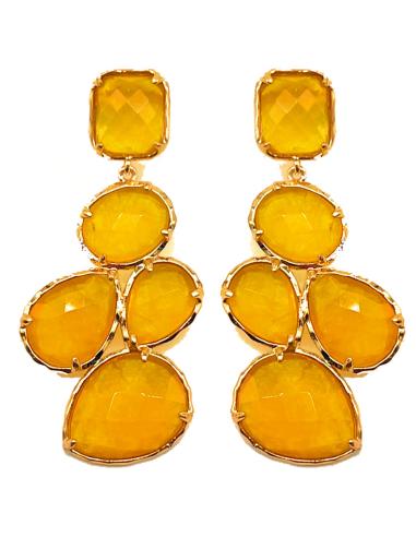 PENDIENTES MOSTAZAS DE PIEDRAS CON DISEÑO IRREGULAR
