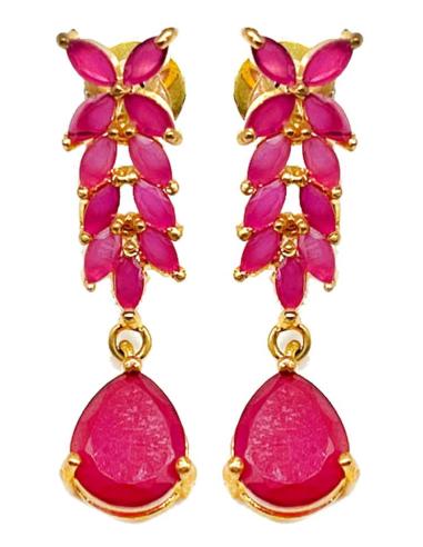 PENDIENTES DE MUJER FUCSIAS CON TALLAS DE PIEDRA SEMIPRECIOSA