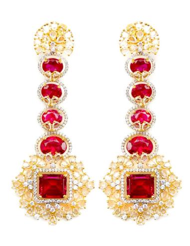 PENDIENTES ELEGANTES ROJOS FABULOSOS REPLICA JOYERIA ANTIGUA