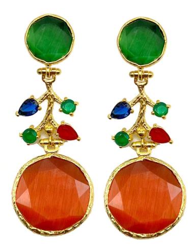 PENDIENTES DE PIEDRA CON RAMITA CON DESTELLOS MULTICOLOR