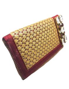 BOLSOS DE FIESTA DISEÑO CARTERA JOYA EN GRANATE Y DORADO