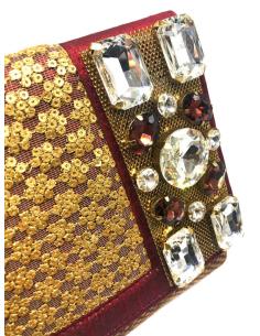 BOLSOS DE FIESTA DISEÑO CARTERA JOYA EN GRANATE Y DORADO 2