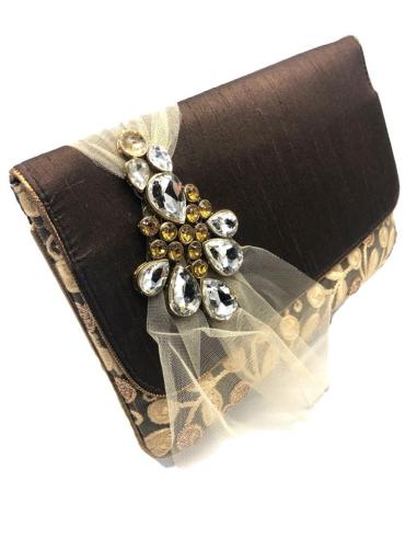 BOLSOS DE FIESTA MARRONES DISEÑO CARTERA JOYA CON PEDRERIA