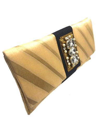 BOLSOS DE FIESTA DORADOS Y NEGROS CON ADORNO JOYA