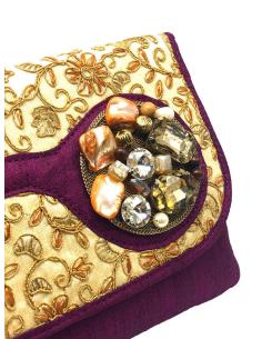 BOLSOS MORADOS Y DORADOS DE FIESTA DISEÑO DE CARTERA JOYA 2