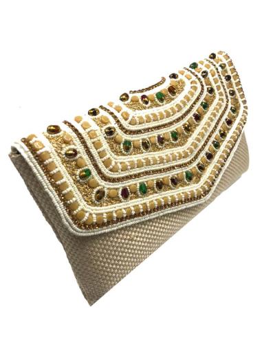 ELEGANTISIMOS BOLSOS BEIGE DE FIESTA CON FABULOSA SOLAPA JOYA