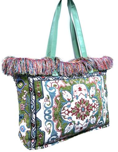 BOLSOS MUJER VERDES CON ORIGINAL ESTAMPADO DE TAPICERIA