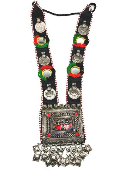 COLLARES ETNICOS LARGOS BABERO TEXTIL DE INSPIRACION AFGANA