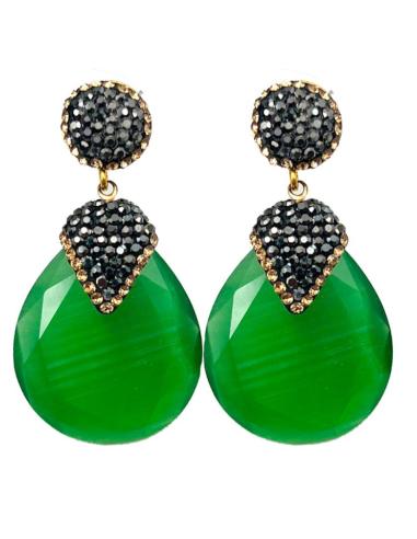 PENDIENTES VERDE MANZANA LARGOS OVALADOS IDEALES PARA VERANO