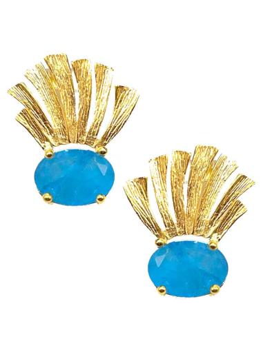PENDIENTES DE BODA DORADOS Y AZULES IDEALES PARA RECOGIDOS