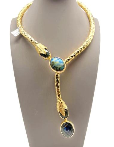 COLLARES DORADOS ORIGINALES CON PIEDRAS DE LABRADORITA