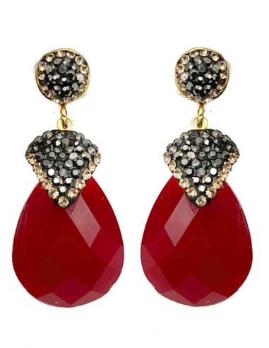 PENDIENTAS MUJER PIEDRA ROJA BISUTERIA FINA