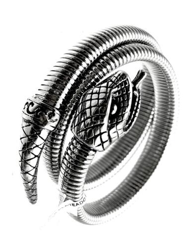 BRAZALETE MUJER PLATEADO DE SERPIENTE ENRROSCADA
