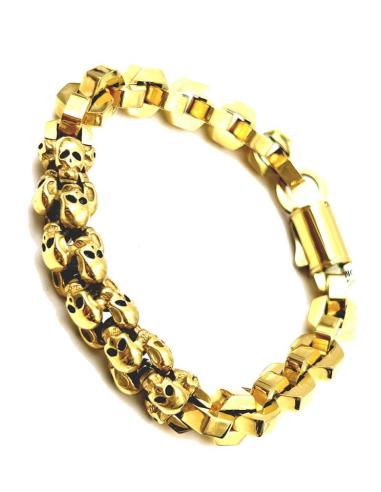 PULSERAS HOMBRE DORADAS Y DE DISEÑO CON CALAVERAS