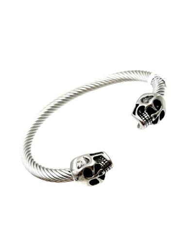 PULSERA HOMBRE RIGIDA DOBLE CALAVERA
