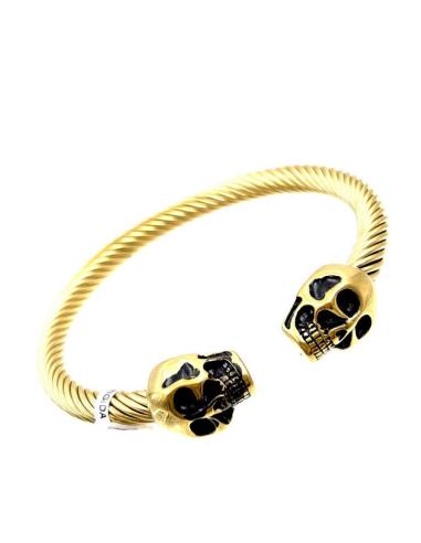 PULSERA HOMBRE RIGIDA DOBLE CALAVERA