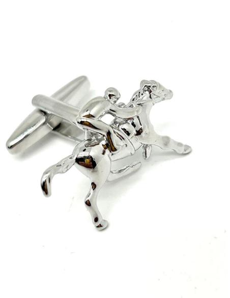 GEMELOS DE CAMISA DE HOMBRE CON CABALLO DE CARRERAS