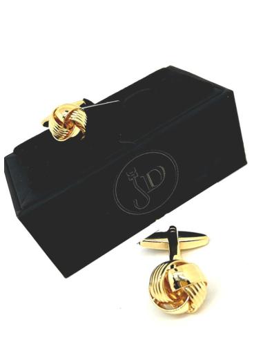 GEMELOS DE CAMISA DE HOMBRE DISEÑO DE NUDO DORADO