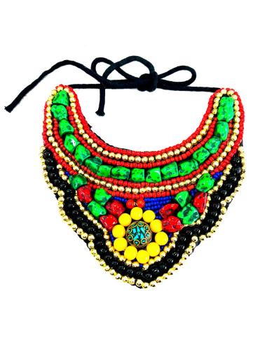 COLLARES ETNICOS NEPAL ROCALLA CORAL Y TURQUESA