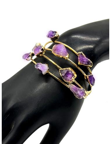 PRECIOSA PULSERA DE CUATRO HILERAS DECORADA CON AMATISTA