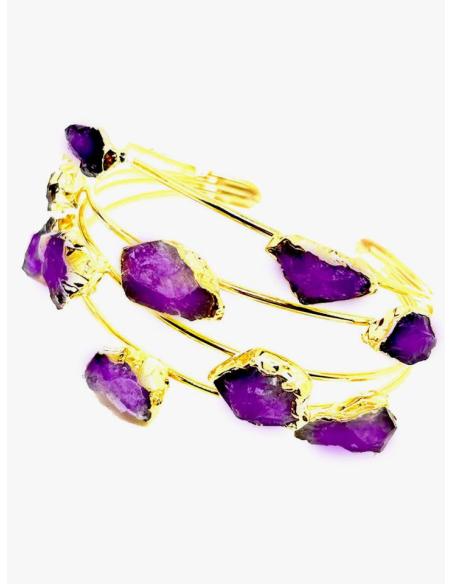 PRECIOSA PULSERA DE CUATRO HILERAS DECORADA CON AMATISTA