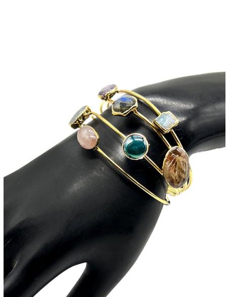 BONITA PULSERA DE CUATRO HILERAS DECORADA CON PIEDRAS NATURALES