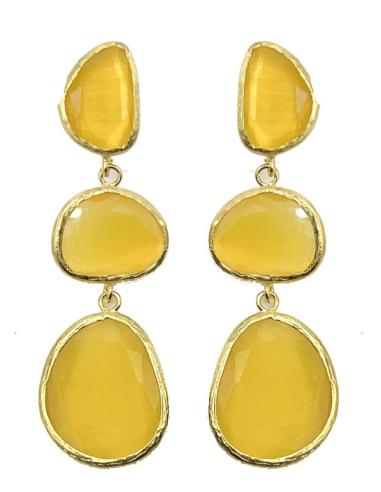 PENDIENTES LARGOS AMARILLOS PARA BODAS DISEÑO DE PIEDRA