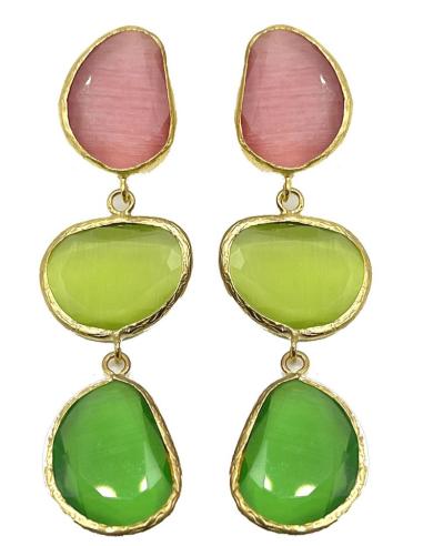 PENDIENTES VERDES Y ROSAS TODO UN ACIERTO MUY FAVORECEDOR