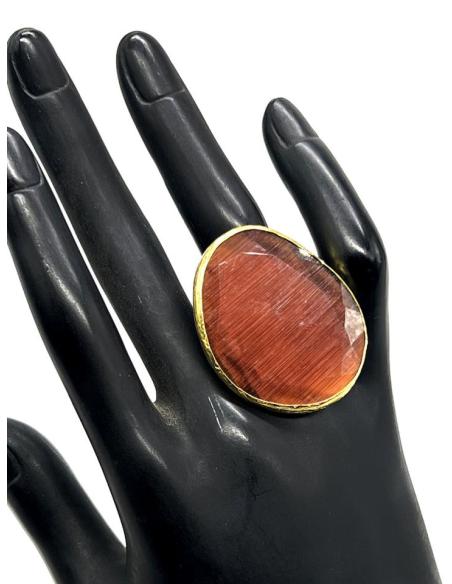 ANILLOS MARRONES PARA MUJER GRANDES DE PIEDRA OJO DE GATO
