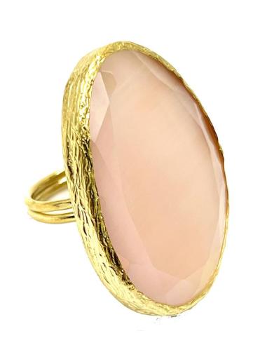 ANILLOS ROSA EMPOLVADO GRANDES CON PIEDRA OJO DE GATO