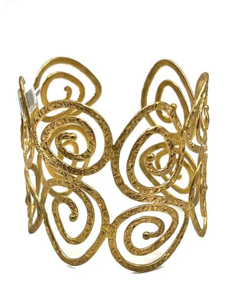 BRAZALETES DORADOS ANCHOS CON DISEÑO CALADO ESTILO GRIEGO