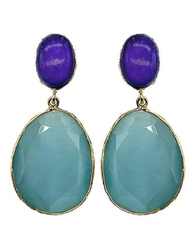 PENDIENTES MUJER BICOLOR AZUL CLARO Y OSCURO