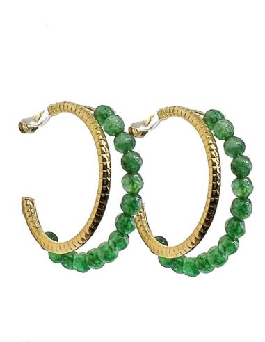 PENDIENTES DE ARO CON DETALLES EN VERDE JADE