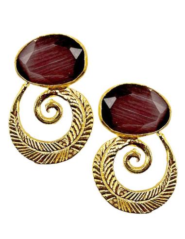 PENDIENTES PIEDRA CON HOJITA EN ESPIRAL IDEAL PARA RECOGIDOS