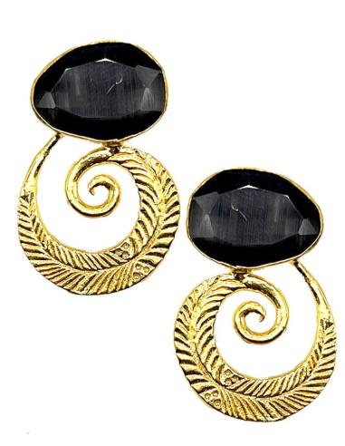 PENDIENTES PIEDRA CON HOJITA EN ESPIRAL IDEAL PARA RECOGIDOS