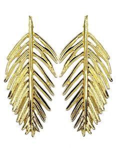PENDIENTES LARGOS DORADOS CON ELEGANTE DISEÑO DE HOJA